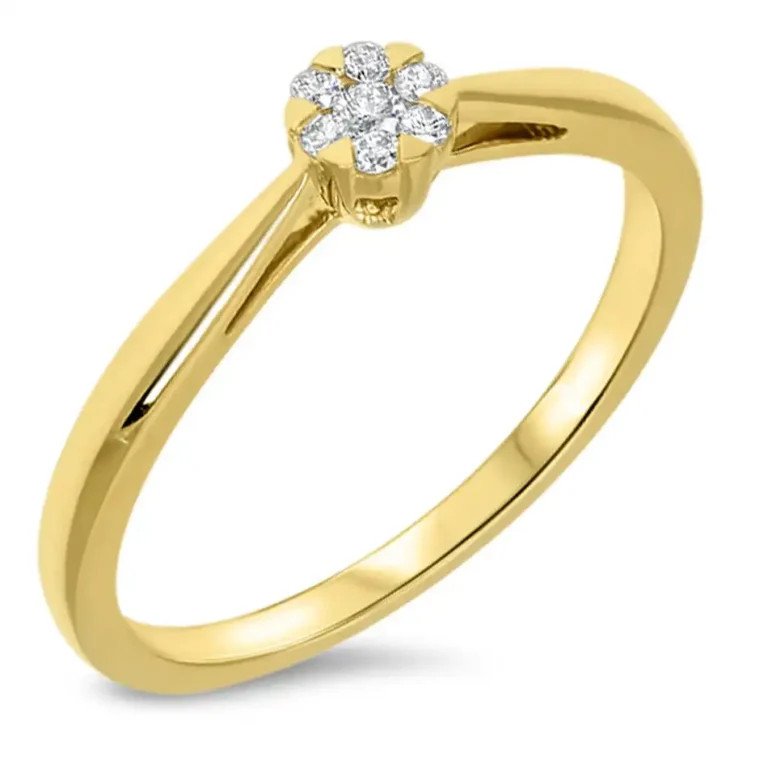 Geelgouden Invisible Roset Ring 7-0.09crt