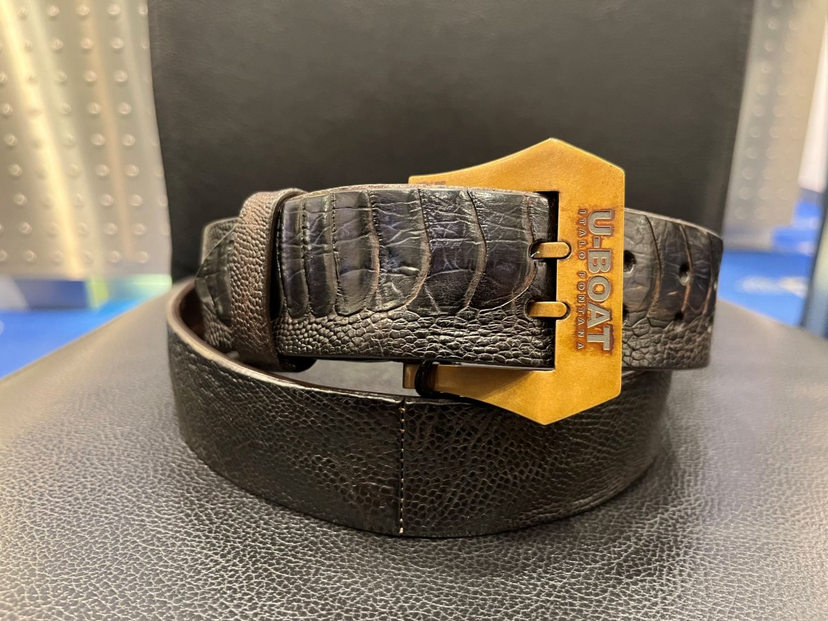 U-Boat Otrich Leather Belt brown/ blue Limited Edition