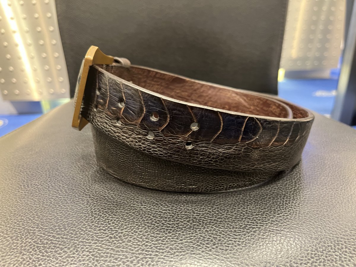 U-Boat Otrich Leather Belt brown/ blue Limited Edition