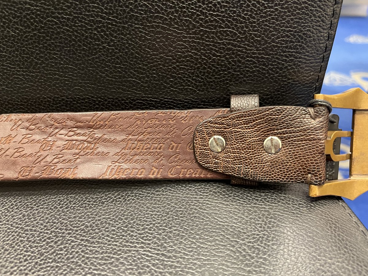 U-Boat Otrich Leather Belt brown/ blue Limited Edition