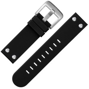 TW Steel Band Zwart/Staal Siliconen 22 mm