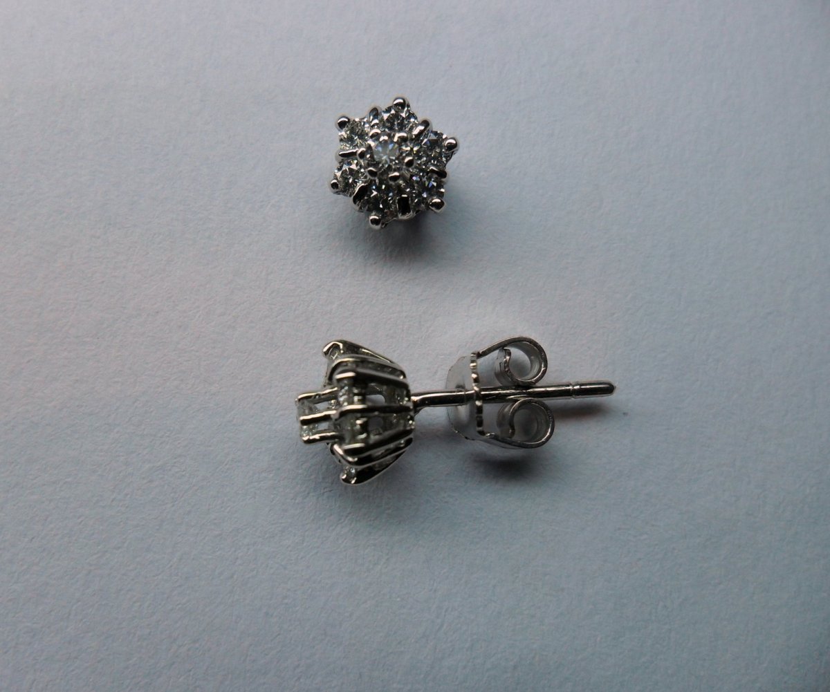White gold rosette ear studs