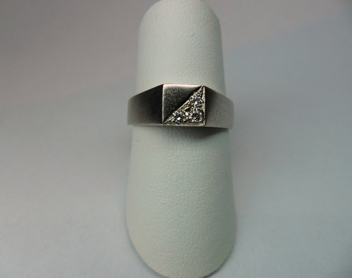 Vierkant Plaat Ring Witgoud 3st. Smal