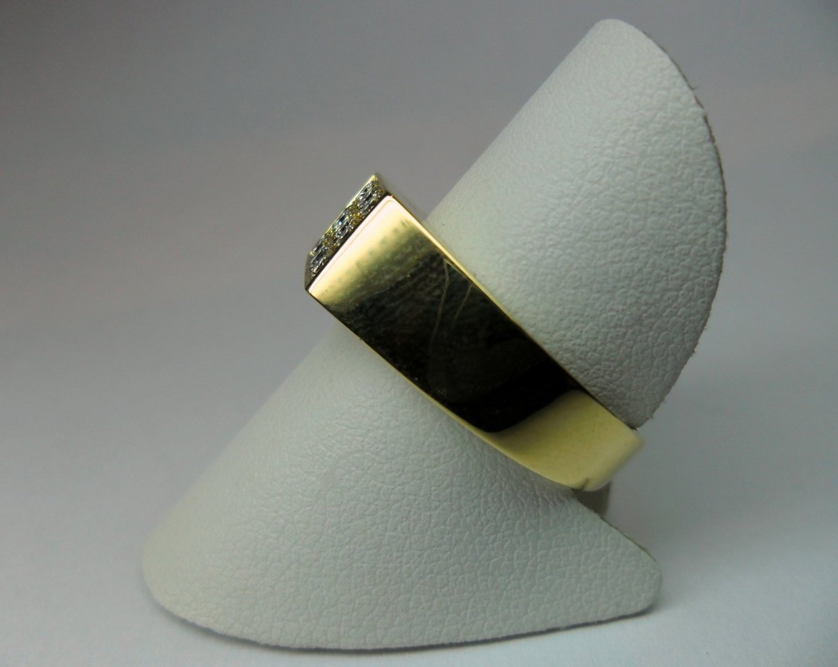 Vierkant Plaat Ring Geelgoud