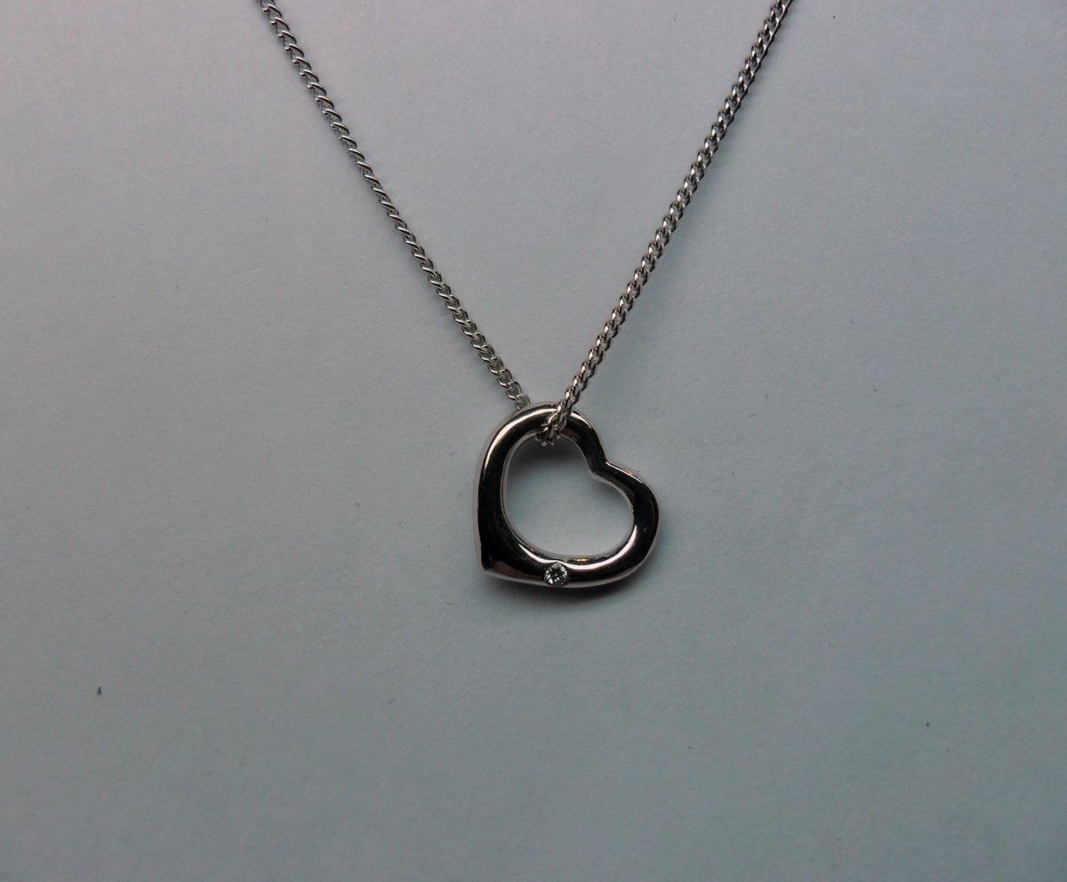 Solid Open Heart Small White Gold