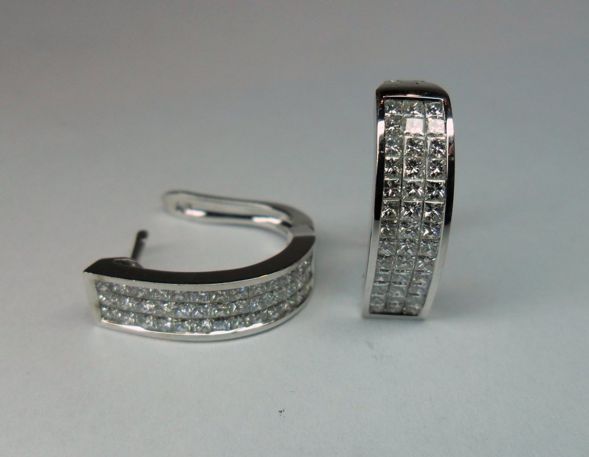 Witgouden Invisible Princess Creolen Ovaal