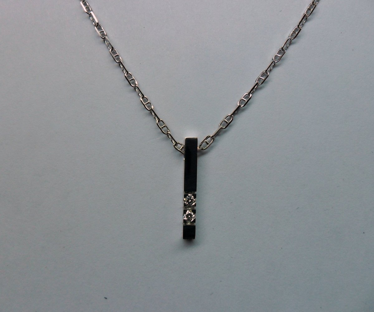 Alliance Bar Pendant Small White Gold 2st.